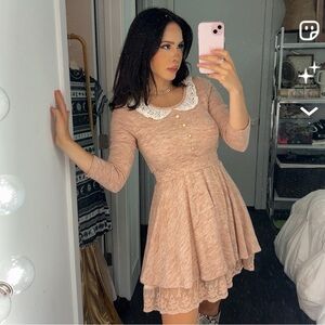 Soft Elegant Lace-Trimmed Pink Dress